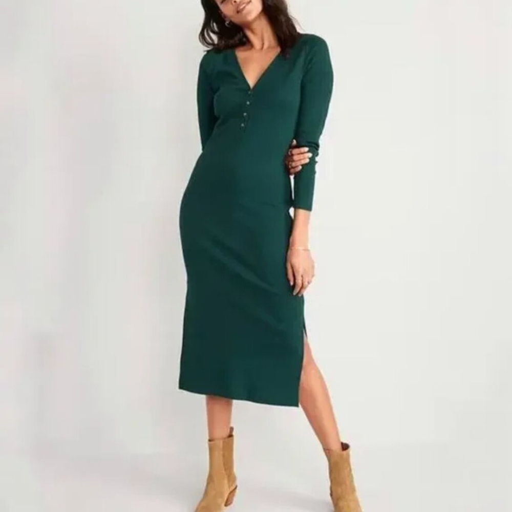 Old Navy Deep Green Long Sleeve Dress